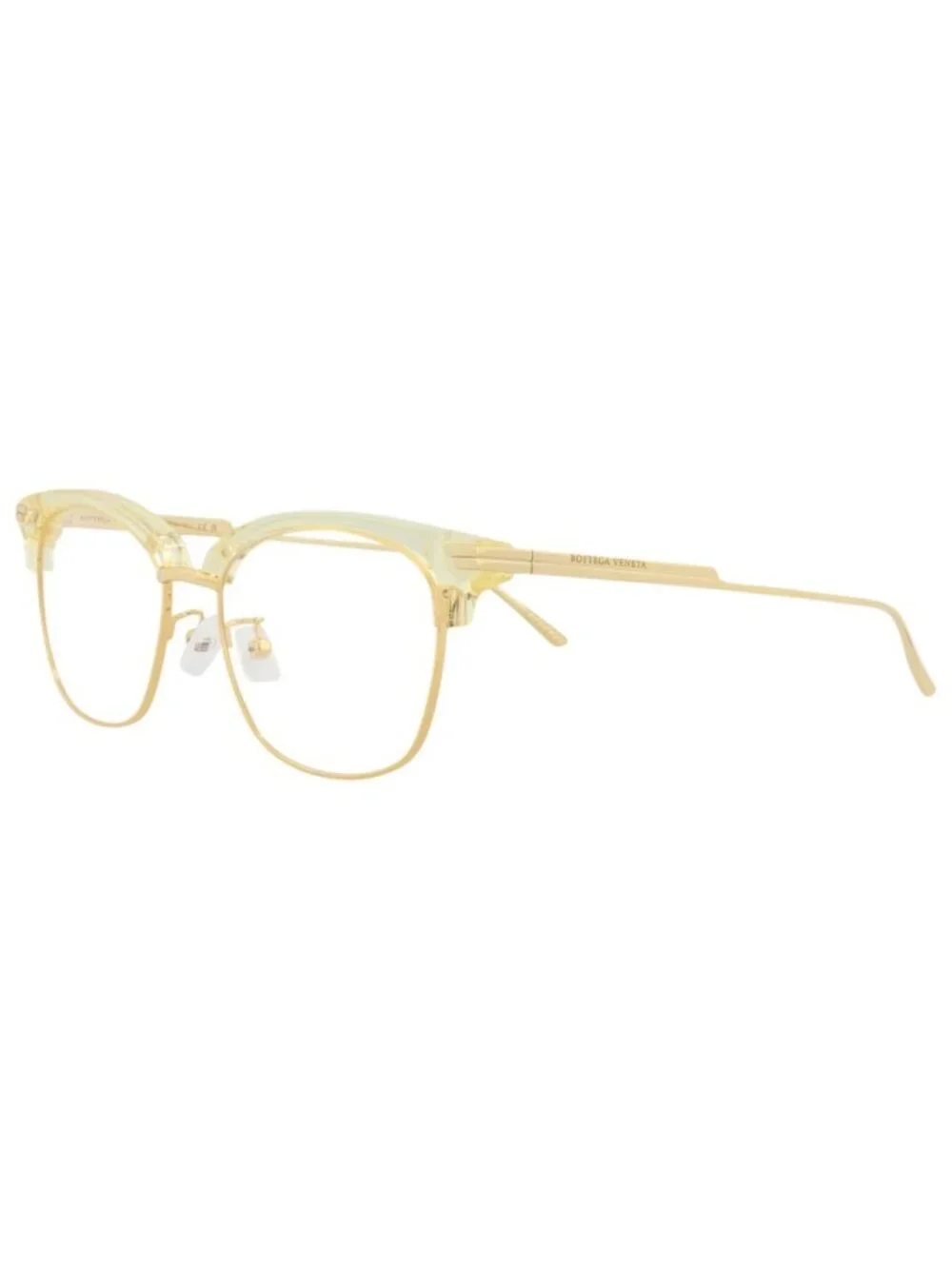 New Bottega Veneta Women's Eyeglasses Round Oval Acetate Frame Mens Beige Gold